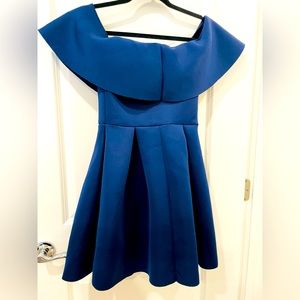 Blue off shoulder skater dress